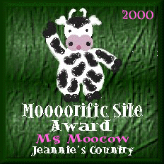 Thnaks to Jeannie for my first award for this site!